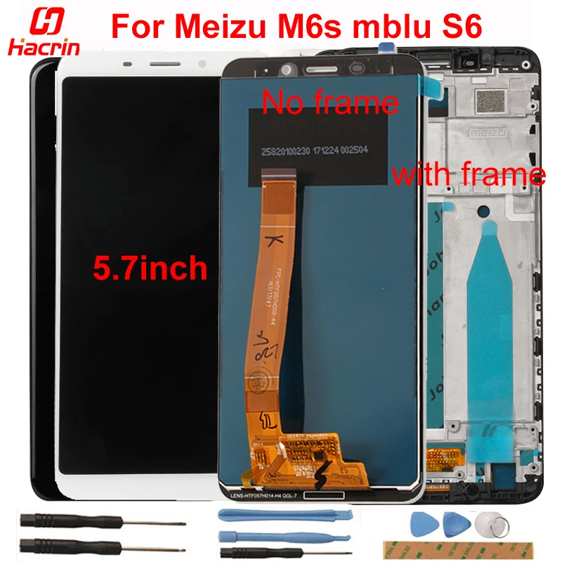 

For Meizu M6s mblu S6 LCD Display With Touch Screen Panel Digitizer Assembly HD 5.7inch Lcd Display Replacement Black White