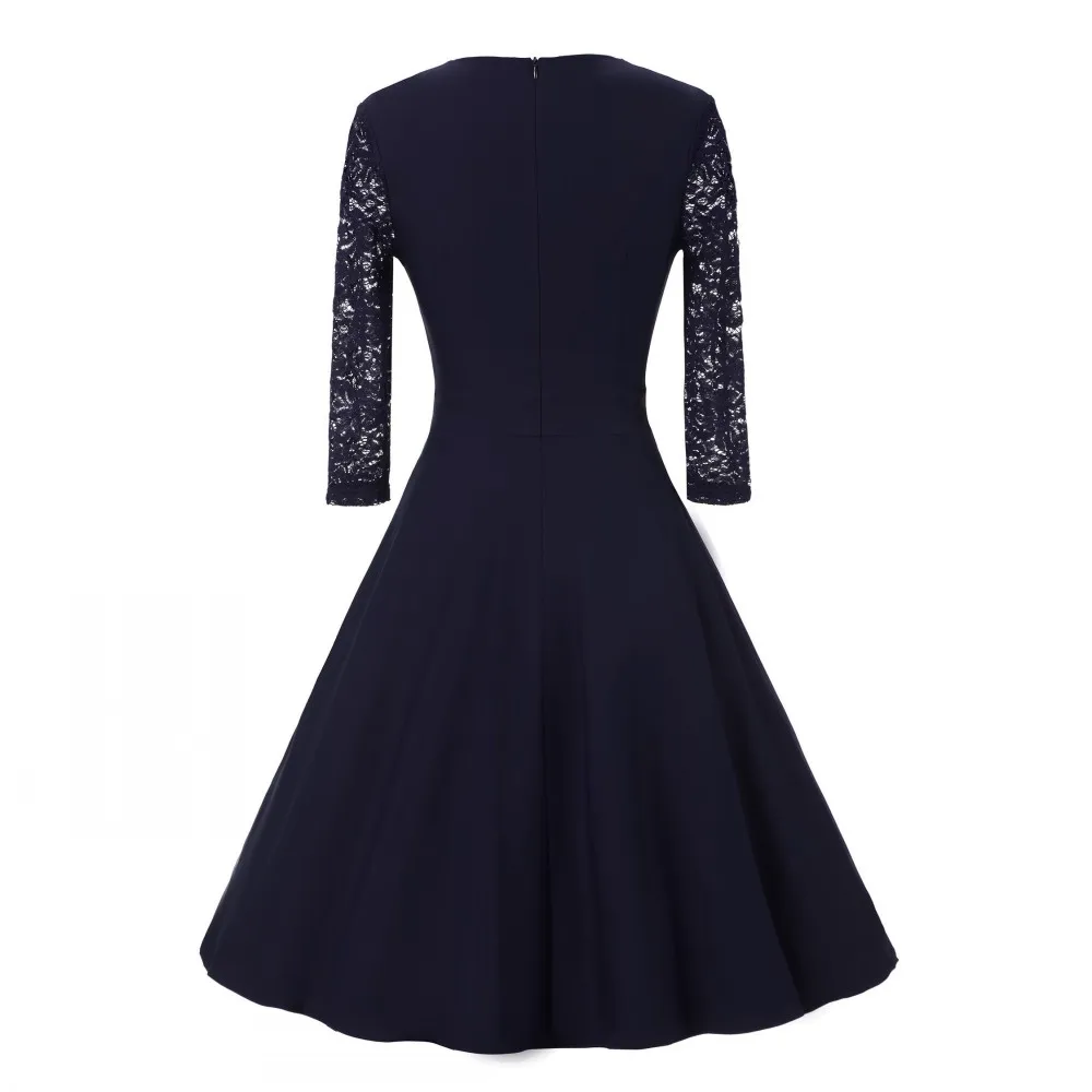 New Autumn Women Cocktail Party Dress Elegant A-Line Short Navy Blue Lady Cocktail Dresses Vintage Short Formal Prom Dress