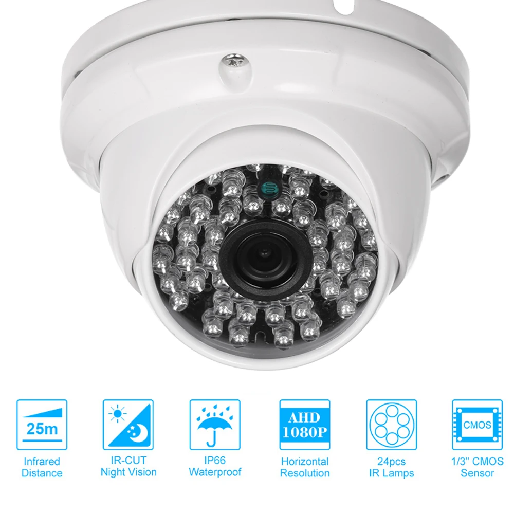 

1/3" CMOS Color CCTV Camera 1080P High-resolution 24 Lamps Night vison Indoor Dome Camera Analog Security Camera