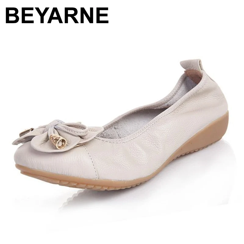 

BEYARNE Plus Size(35-42) Women Shoes Genuine Leather Flat Shoes Woman Loafers 2017 New Fashion Casual Single Shoes Women Flats