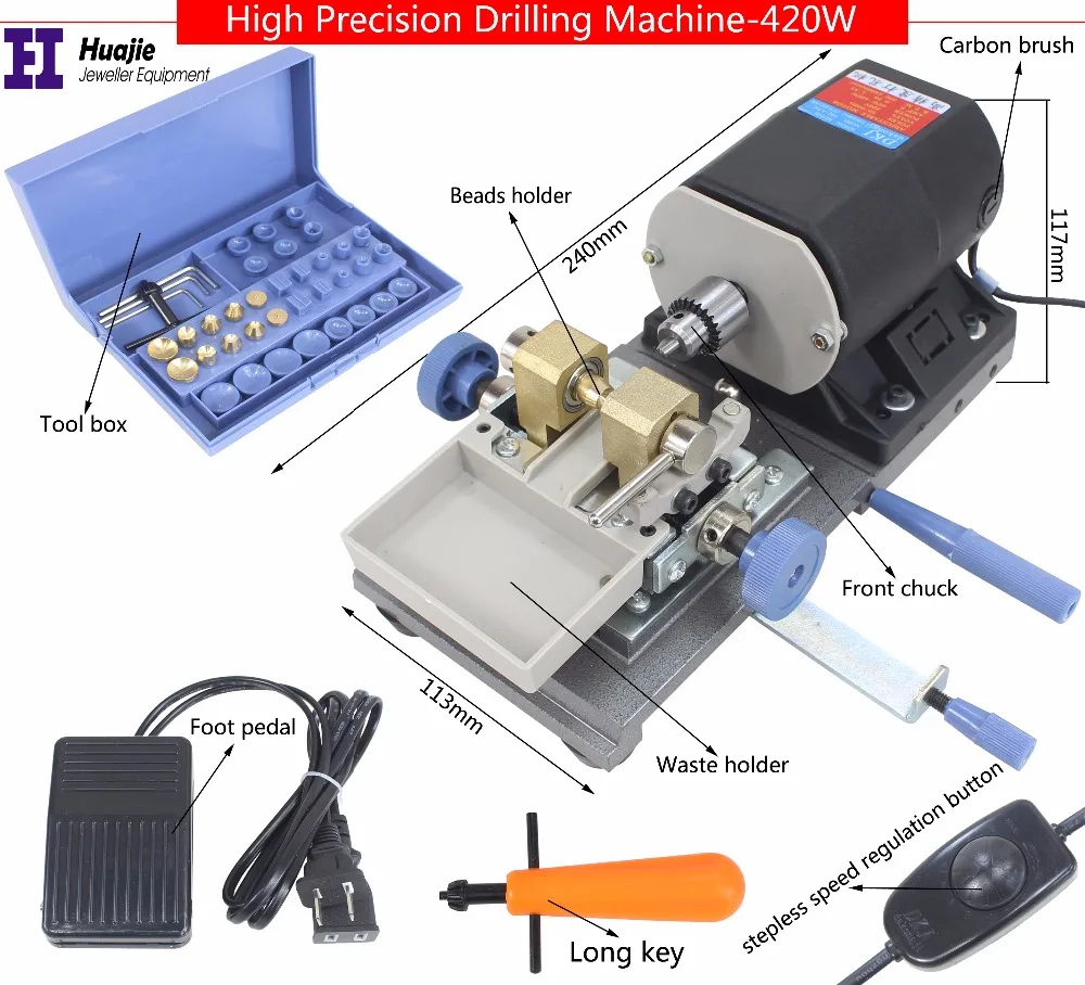 NEW! BLACK Stone Pearl Drilling Machine Jewelry Making equipments