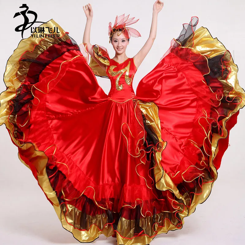 Spanish dance skirts flamenco dance costumes women red spanish dance