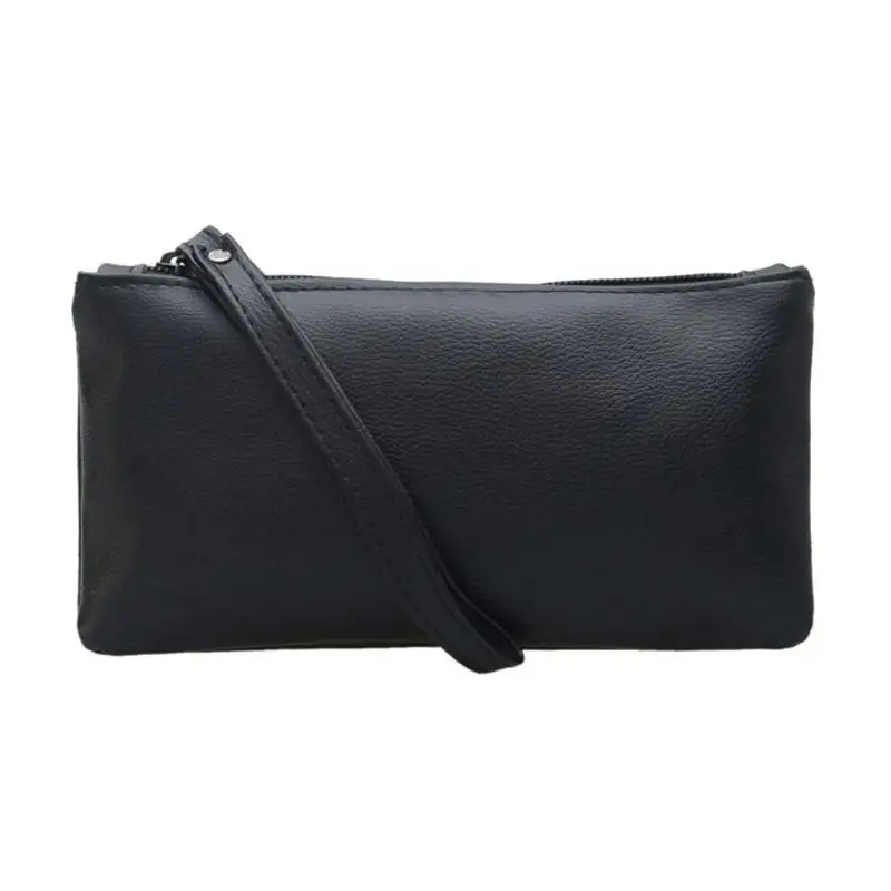 

Women PU Leather Zipper Purse New Fashion Leopard Long Wallet Mini Coin Bag Black Wristlet Bag Coin Purse Ladies Wristlet 2018