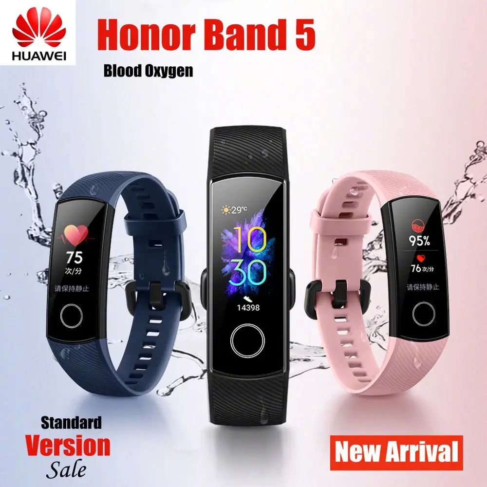 huawei Honor Band 5 стандартная версия умный Браслет Монитор кислорода в крови оксиметр здоровье браслет для мужчин и женщин