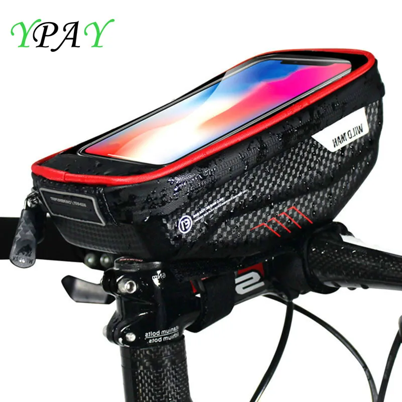 

YPAY Bicycle Phone Bag Holder MTB Top Front Tube Bag Mobile Phone Rainproof Waterproof Touch Screen For iPhone X Samsung Huawei