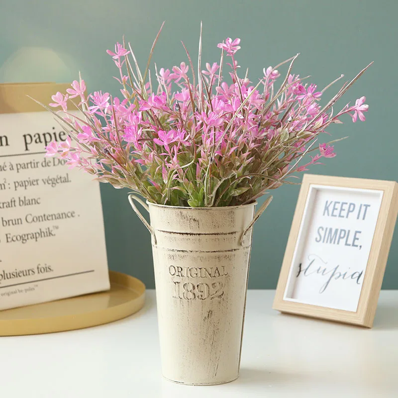 5 branch artificial fake flowers spray color plastic water grass for wedding project home party decoration with simulation flowe (3)