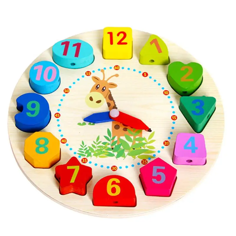 

Kids 12 Numbers Clock Toy Children Colorful Digital Geometry Geometric Jigsaw Puzzle Clock Wooden Mathematics Educational Toys