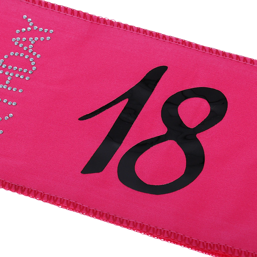 Diamante Happy Birthday Satin Sash Decor Accessories 18 Today Rose