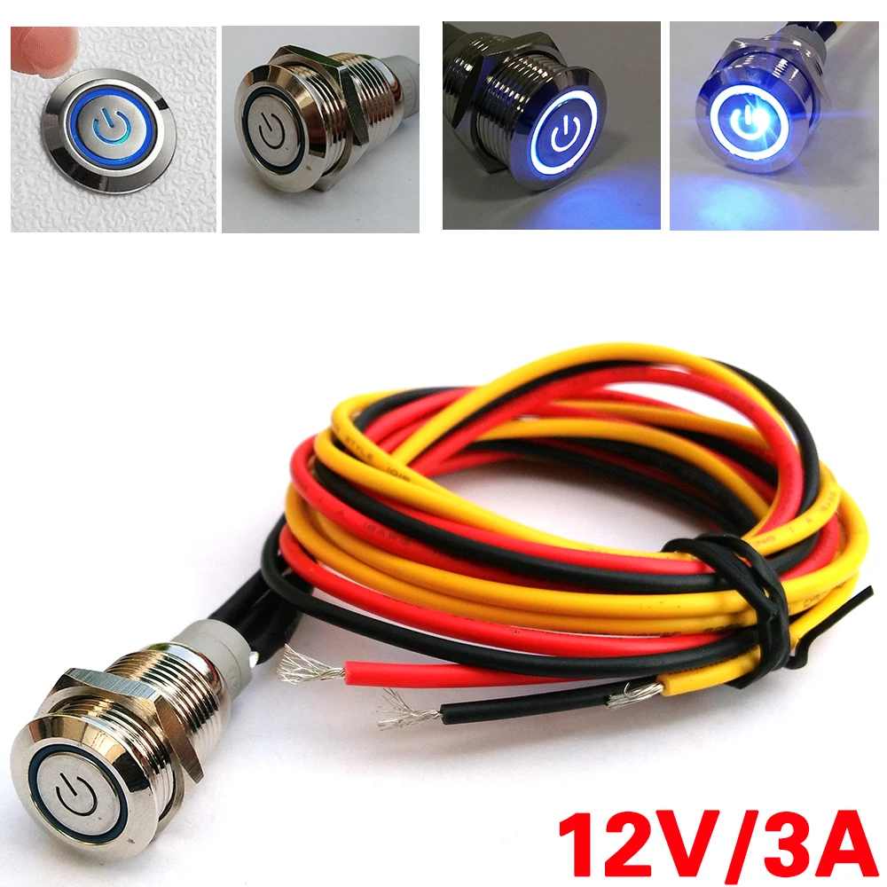 Daytime running lights switch metal self locking stainless steel car