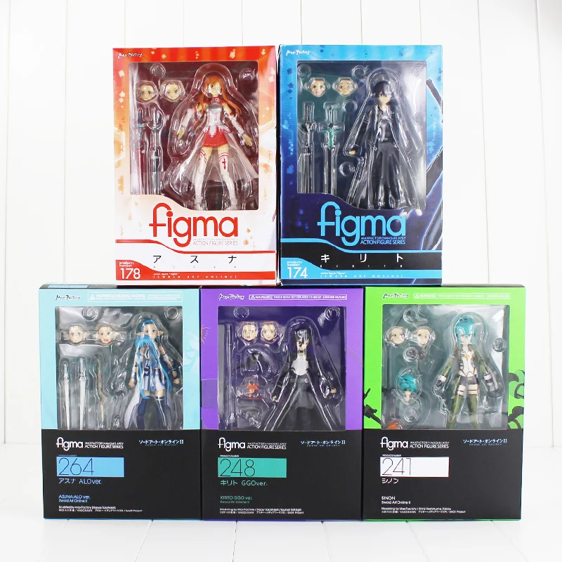 Five type Sword Art Online Kirito Sinon Kirigaya Kazuto Yuuki Asuna Asada Figma 248#241#174#264 ПВХ фигурка игрушка