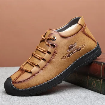 

Genuine Leather Men Boots Fur Warm Top Quality Winter Shoes Men Plush 2018 Winter Boots Men