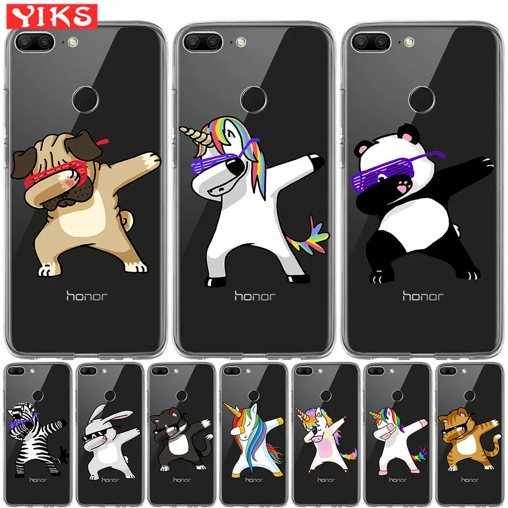 

Cartoon Soft Case For Huawei Honor 8 9 10 Lite 6A 6X 7 7A 7X 7C Cover Case Silicone Soft TPU Pandas Unicorn fundas Capinha Etui