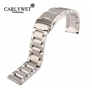 

18 20 22 24mm New Man Silver Brushed Solid Stainless Steel Bracelet Watch Band Strap Belt Double Push Clasp relogio masculino