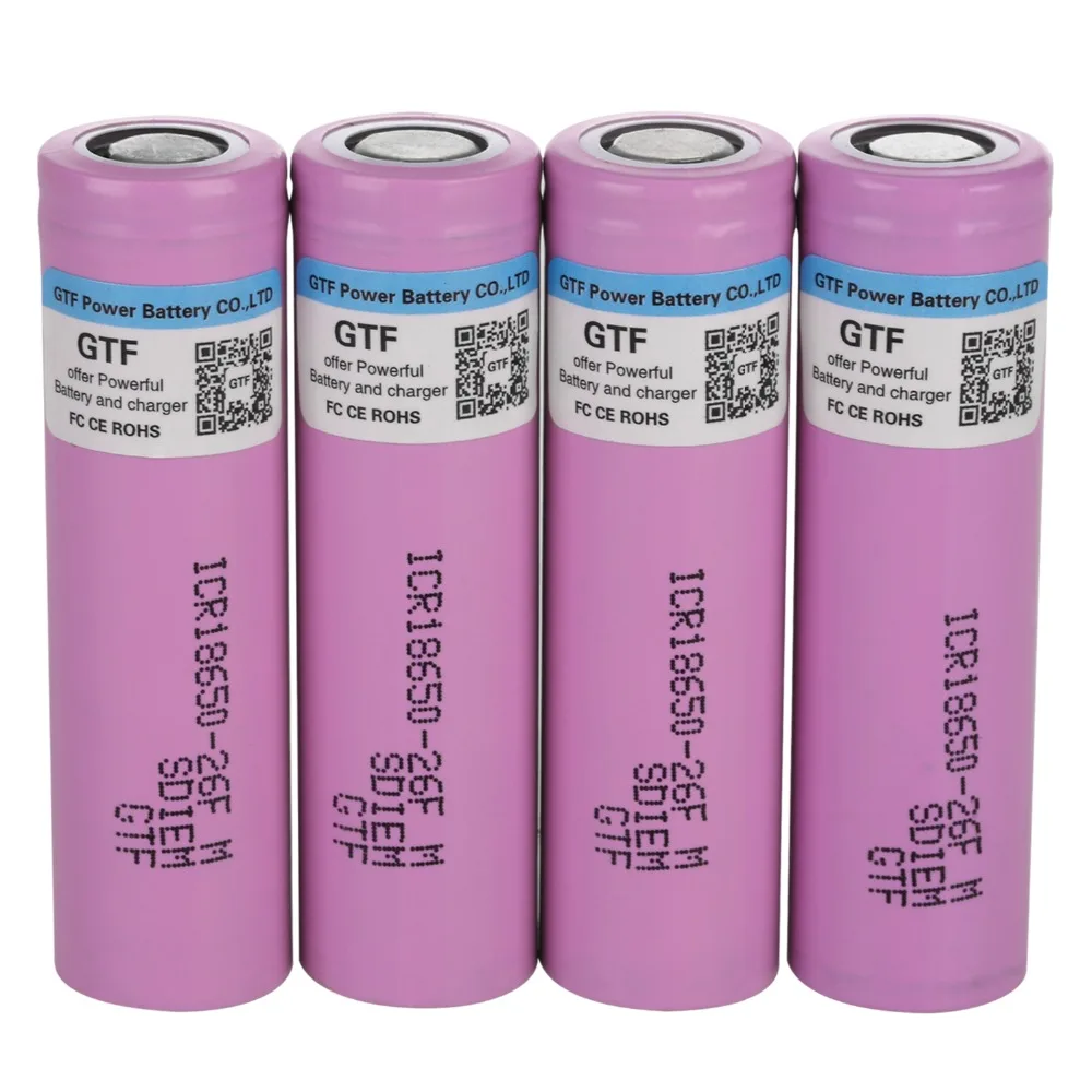 

GTF 100% Original 3.7V 18650 Battery Li-ion ICR 18650-26F 2600mAh 18650 Lithium Rechargeable Battery For Flashlight Batteries