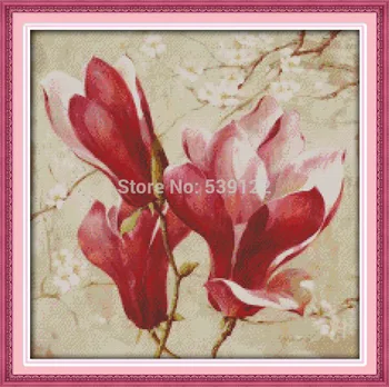 

Free Red Magnolia Flower(3)!DIY Needlework 11CT 14CT DMC Counted Cro Stitch Sets for Embroidery Knitting Needles Patchwork Craft