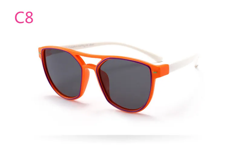 ASUOP2018 new fashion silicone children pilot polarized sunglasses UV400 retro girl round glasses boy color soft brand glasses (21)