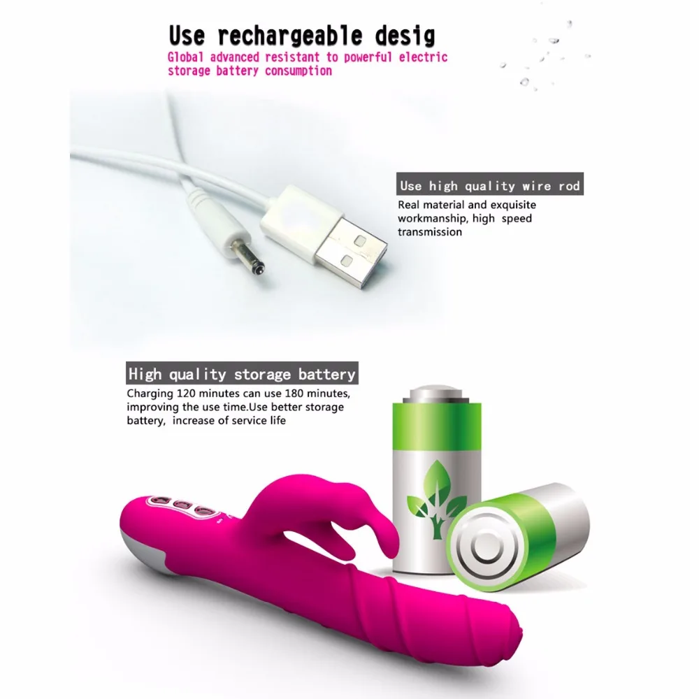 Rabbit Dildo Vibrator Dual Motor 7 Vibration 360 Degree Rotating Clitoris G Spot Vagina Stimulate V