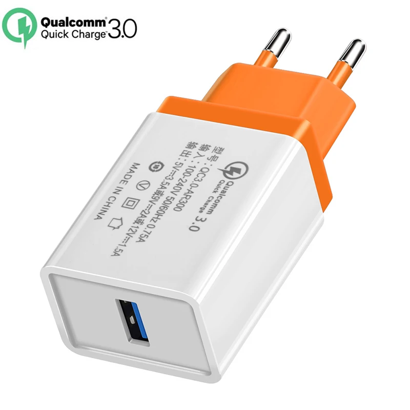 5 в 3 А универсальное USB зарядное устройство для путешествий QC3.0 Быстрая Зарядка адаптер зарядное устройство для мобильного телефона s для iphone Xiaomi планшеты кабель зарядка - Тип штекера: EU Orange