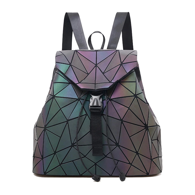  New Women Laser Luminous Backpack Mini Geometric Shoulder Bag Folding Student School Bags For Teena - 33038363937