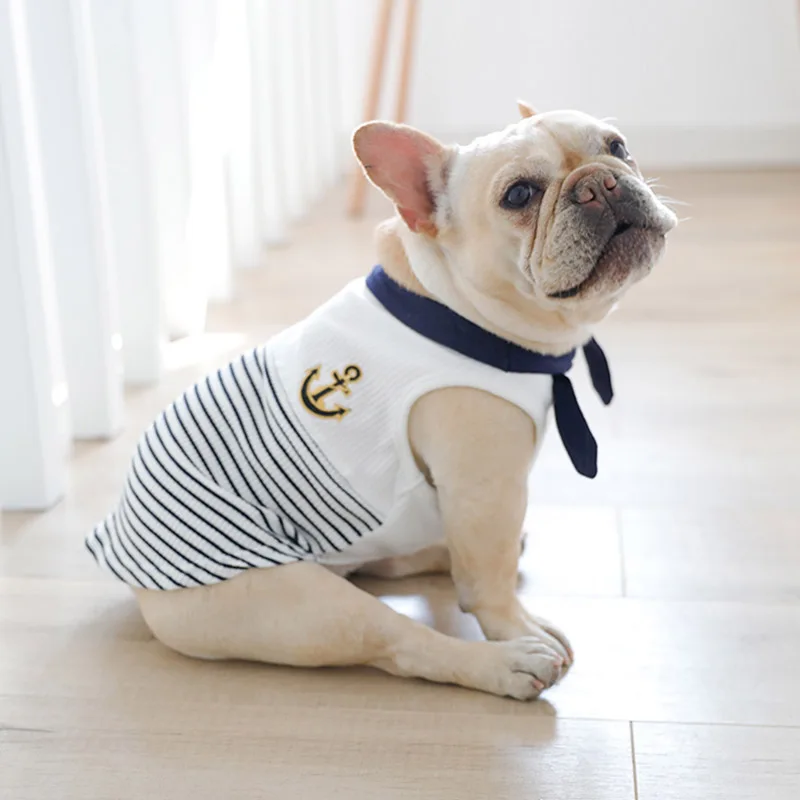 Ropa de algodón a rayas para Perro, traje suave de Bulldog Francés, abrigo de marino, para cachorros _ - AliExpress Mobile