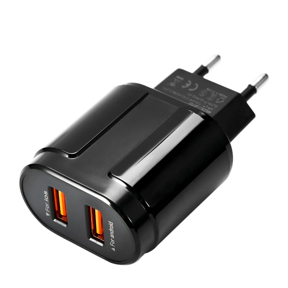 USB зарядное устройство для iphone Samsung Xiaomi Dual настенное 2.4A Быстрая зарядка EU US