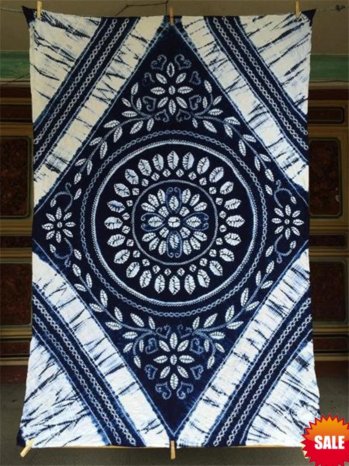 

Japanese Shibori Tie dye Arts Gorgeous adornment Arts / Unique Original design Handmade Kanoko Table Cloth Many Uses