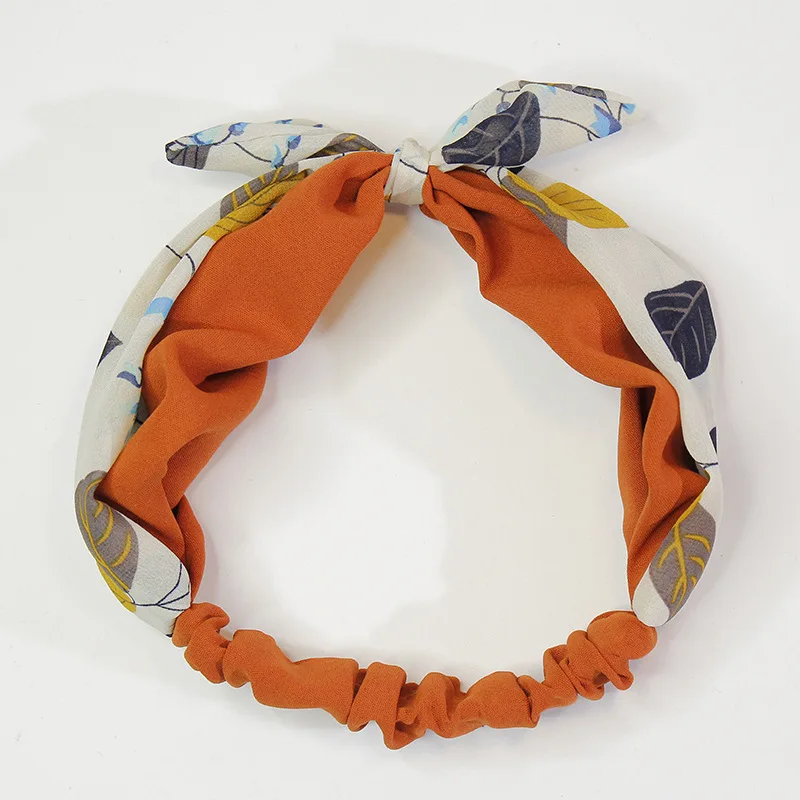 4Chiffon Bunny Ears Baby Girl Hairband High Elastic Comfort Newborn Toddler Headband Fashion Floral Print Headwear Hair Accessories