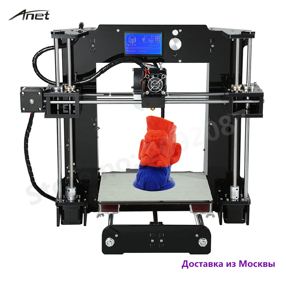 

High precision newest ANET A6 printer-3d aluminium plate 1/2 plastics 16GB SD express shipping Russian warehouse