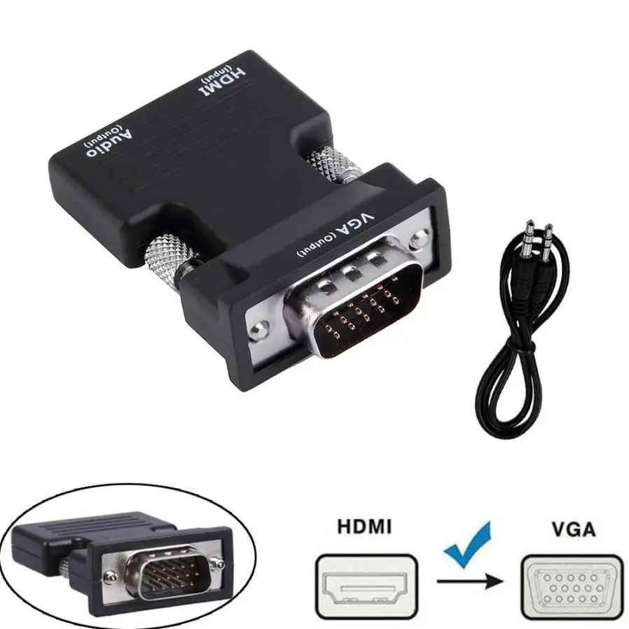 Горячая продажа Разъем 1080P HDMI Женский к VGA Мужской конвертер адаптер + аудио
