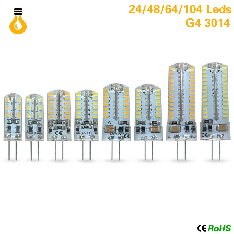 

1pcs/lot Lowest price led lampara G4 LED Bulb Lamp SMD 3014 AC220V DC12V 3W 7W 9W 12W G4 LED Bulb 360 Degree Crystal light