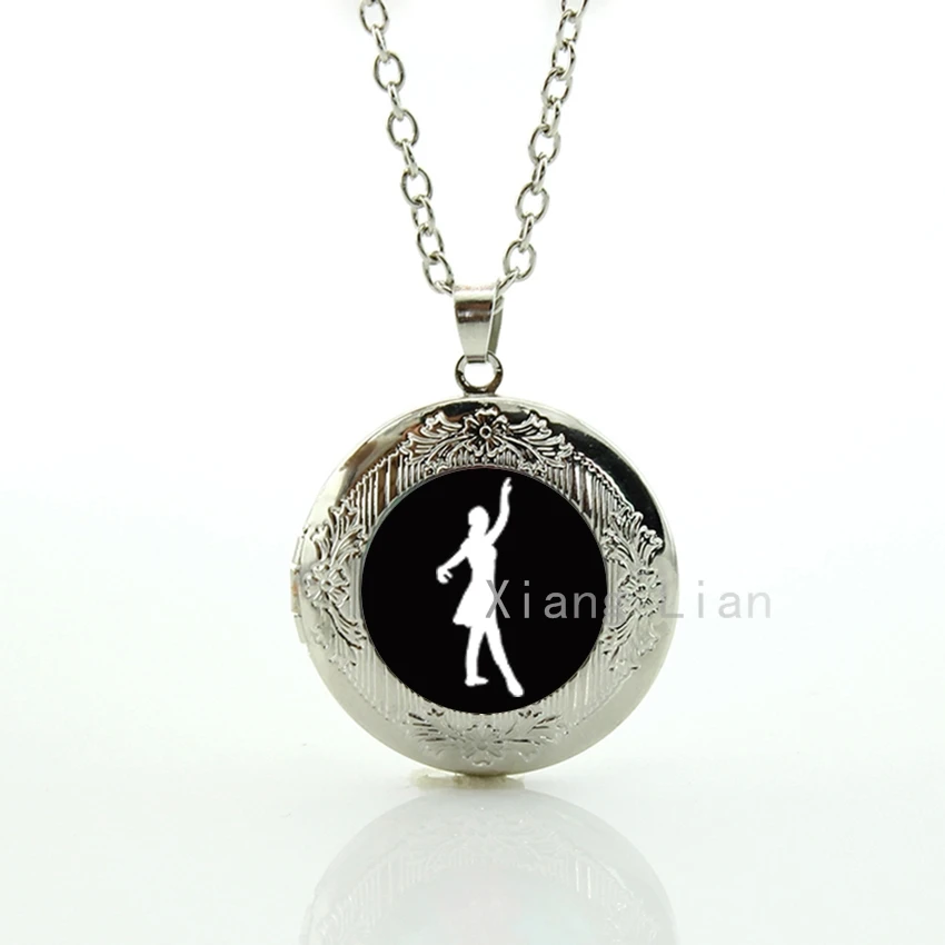 

Classical vintage Dance Movement pendant locket necklace fashion pretty dancing lovers dancer plated silver necklace gifts DC011