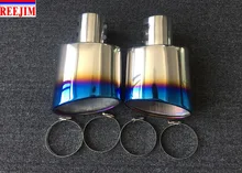Pair 2.5” inlet Blue Burnt Stainless Steel Universal exhaust tip car muffler tip tailpipe nozzle car-stying