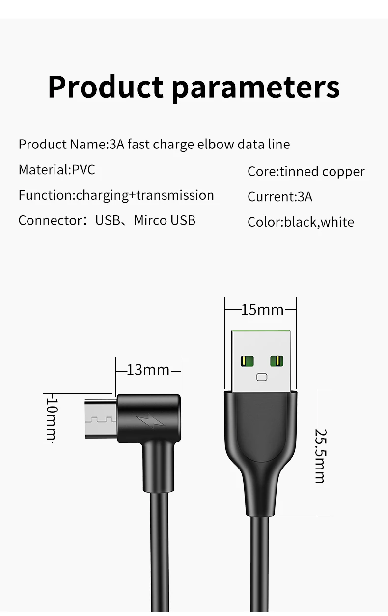 90 градусов 3A Micro USB кабель для зарядки данных Microusb Быстрая зарядка кабель для samsung S8 S9 S10 huawei Andriod кабели для мобильных телефонов