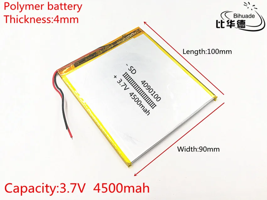 

3.7V 4500mAh 4090100 Lithium Polymer Li-Po li ion Rechargeable Battery cells For Mp3 MP4 DIY PAD DVD