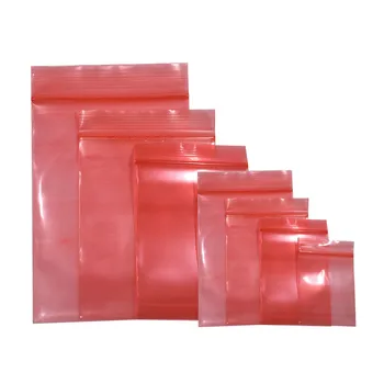 

100Pcs/lot Plastic Anti Static Zip Lock Packaging Bag Data Line Hard Disk Antistatic Zipper Retail Pouch Red Clear Sundries Bags