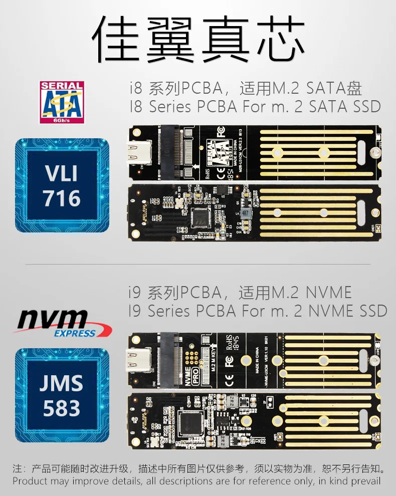 JEYI суперкар m.2 Накопитель SSD с протоколом NVME алюминия TYPEC3.1 мобильный ssd-бокс optibay Тип корпуса C3.1 JMS583 m2 USB3.1 M.2 диск PCIe SSD U.2 PCI-E SATA