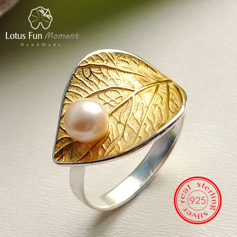 Lotus Fun Moment Настоящее стерлингового серебра 925 натуральные жемчуг кольцо Модные