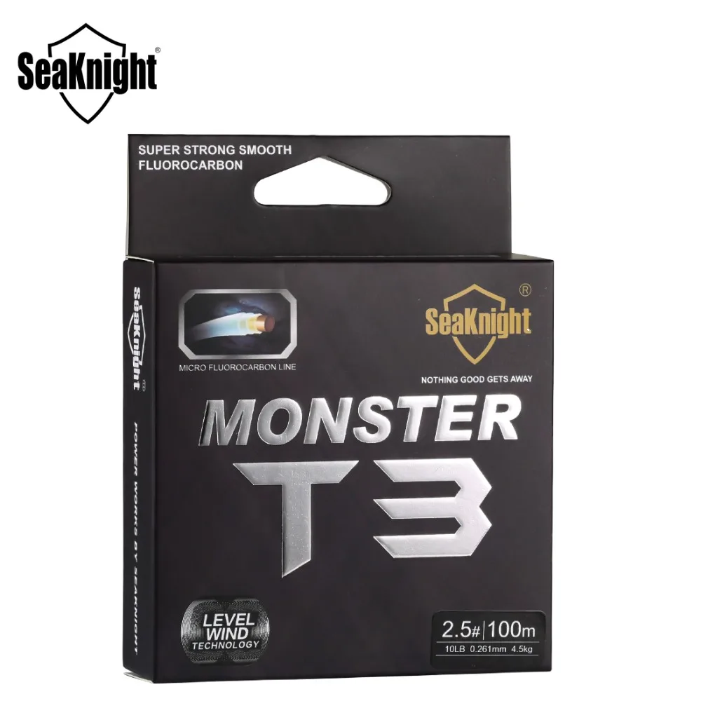 SeaKnight MONSTER T3 фторуглеродная леска 100 м гладкая монофиламентная леска Тройная фторуглеродная структура 3-18LB