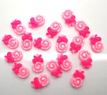 

50Pcs Pink Resin Lollipop Beads Decoration Crafts Flatback Cabochon Scrapbooking Fit Phone Embellishments Diy Accessories