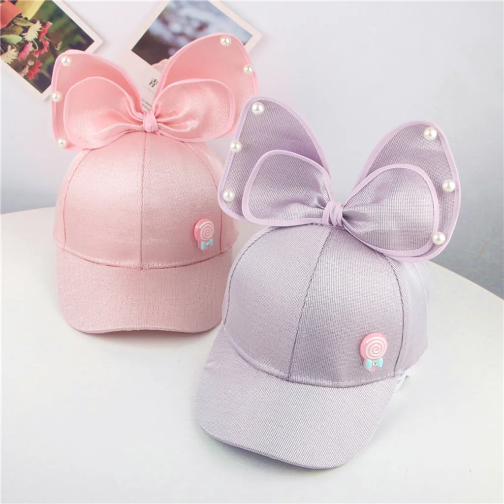 

Baby Pearl Bowknot Lollipop Peaked Hat sunhat Visor Baseball Children Boys Girls Kids Toddler Soft Cotton Photo Props Cap modis