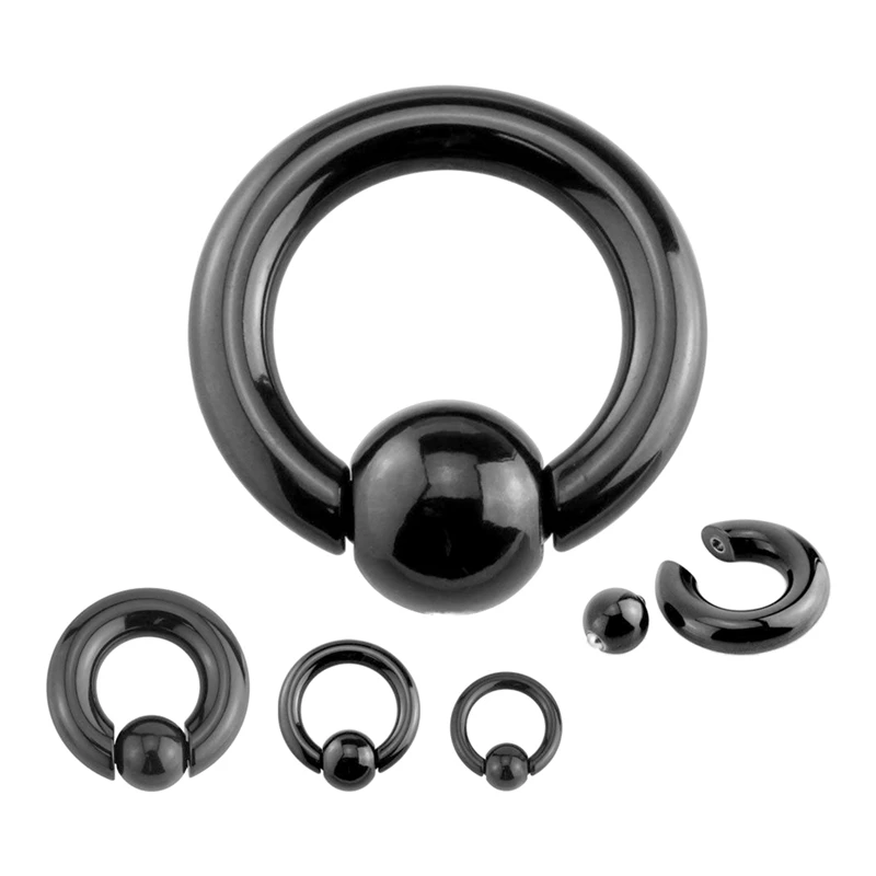 

2 Lot Pair of Black Steel Eazy Captive Bead Ear Rings BCR Stud Piercing Jewelry