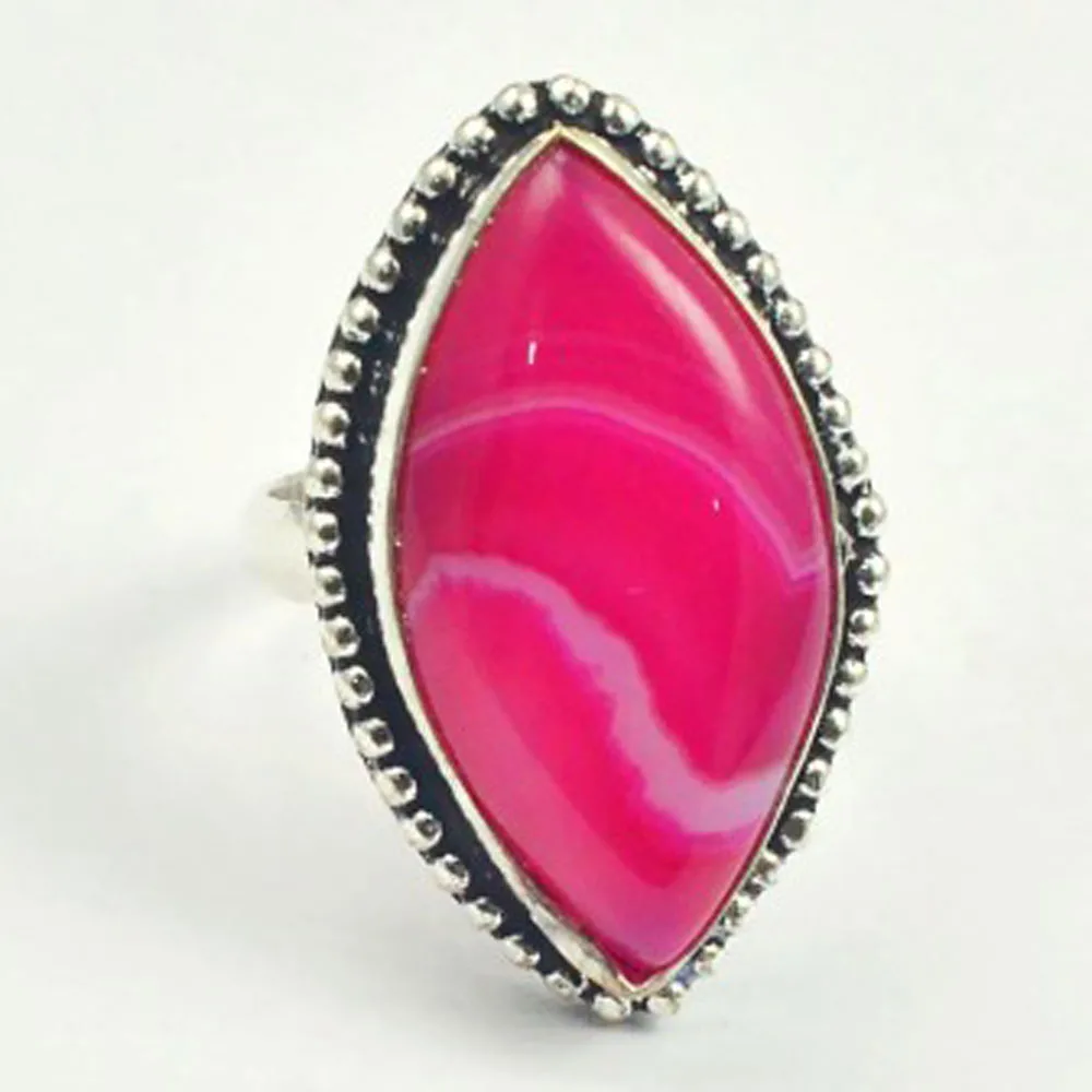 

Botswana Agates Ring Silver Overlay over Copper, USA Size 8.75 , R4243