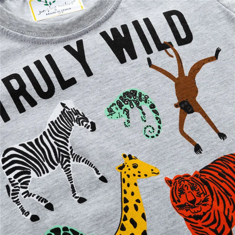 Jumping meter/Одежда для маленьких мальчиков футболки на осень и весну, хлопковые футболки с длинными рукавами для мальчиков с принтом животных, рыб, тигра детские топы
