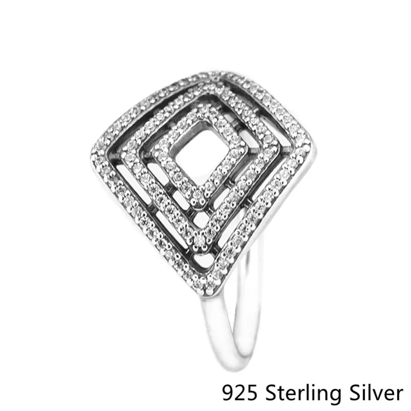 

CKK 925 Sterling Silver Geometric Lines Ring For Women Original Fashion Jewelry Making Wedding Gift