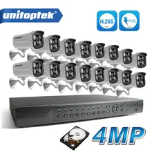 H.265 16Ch 4MP(2592*1520) IP PoE Система видеонаблюдения(16) Водонепроницаемая камера ночного видения HD CCTV IP камера комплект
