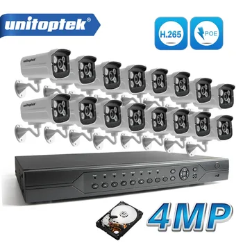 

H.265 16Ch 4MP (2592*1520) IP PoE Video Security Surveillance Camera System (16) Waterproof Night Vision HD CCTV IP Camera Kit