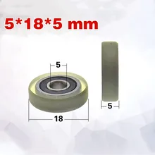 [PU0518-5] 10 шт. резиновое PU резиновое колесо шарикоподшипник сумки роликовые колеса 5*18*5 мм Внутренний 5 мм PU ролик