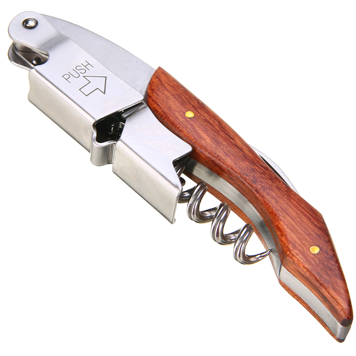 1pc Professional Wine Opener Portable Multifunction Screw Corkscrew Bottle Openers with Wood Handle Bar Kitchen Gadget