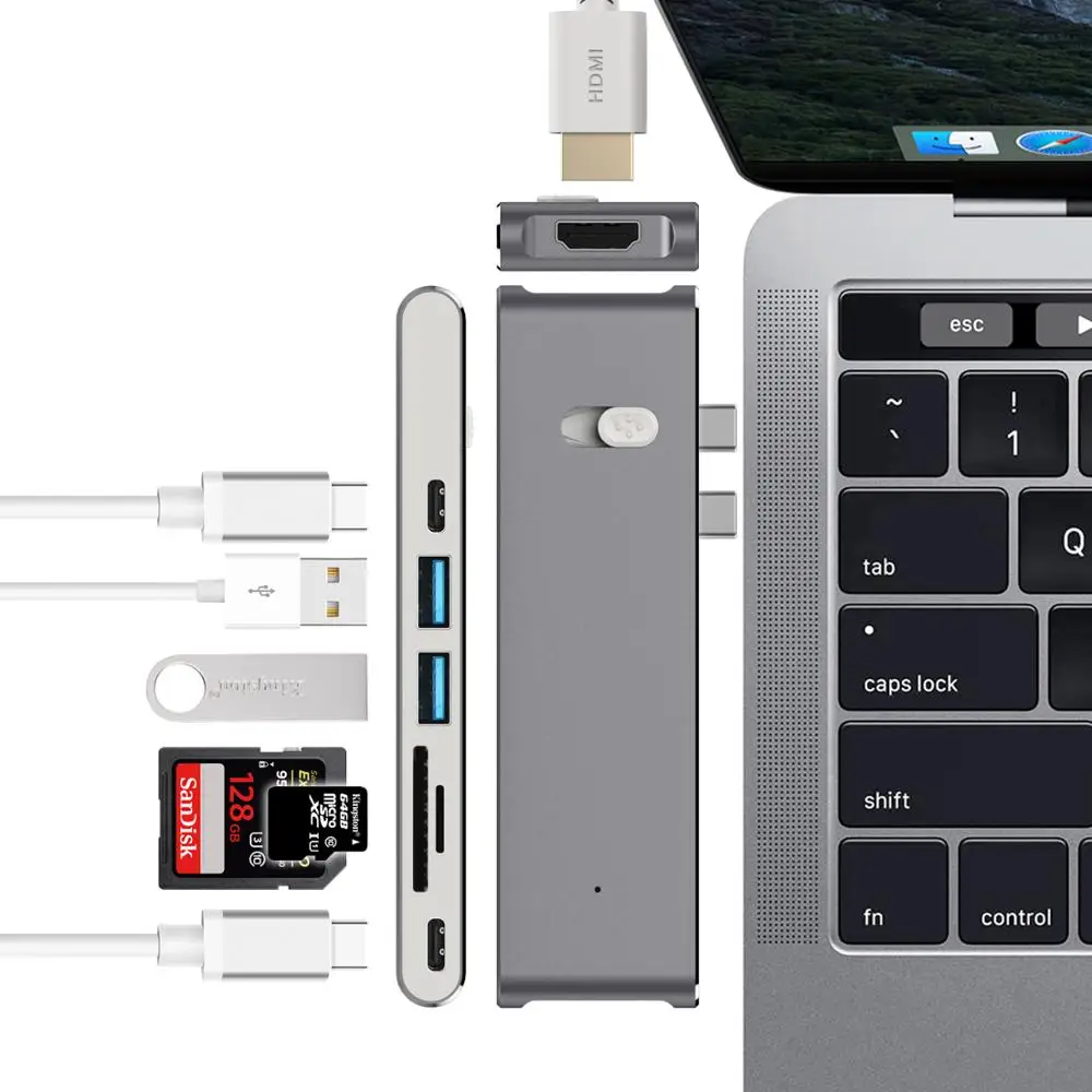 

New Style One Type c or Dual Type c usb hub HDMI 2USB 3.0 Thunderbolt 3 Universal laptop Adapter