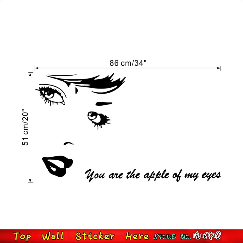 Aliexpress Buy y Women Audrey Hepburn Wall Stickers You Are The Apple My Eye Love Quotes Vinyl Wall Art Sticker Mural Poster from Reliable